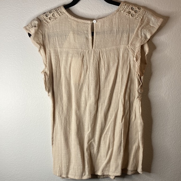 Beige Cream Linen Lace Top - Picture 5 of 10